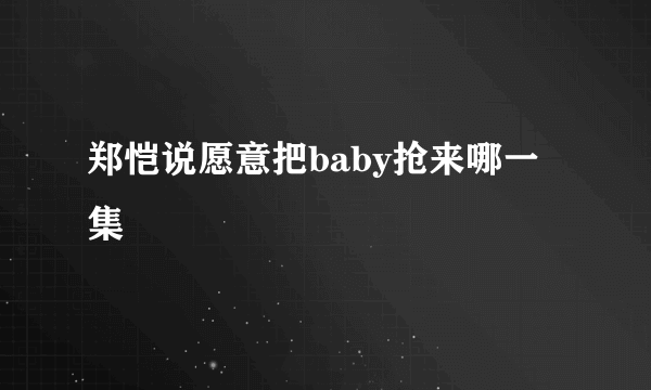 郑恺说愿意把baby抢来哪一集