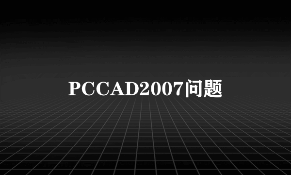 PCCAD2007问题