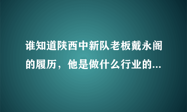 谁知道陕西中新队老板戴永阁的履历，他是做什么行业的，怎么国内对他这样的富豪一点报道都没有？
