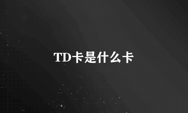 TD卡是什么卡
