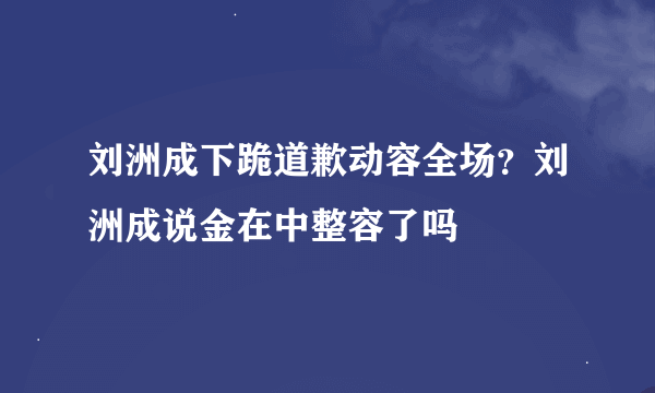 刘洲成下跪道歉动容全场？刘洲成说金在中整容了吗