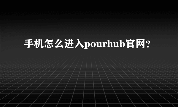 手机怎么进入pourhub官网？