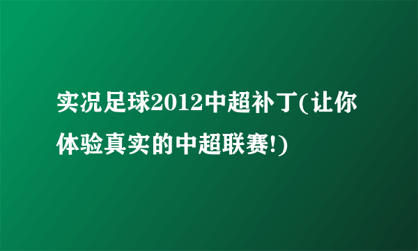 实况足球2012中超补丁(让你体验真实的中超联赛!)
