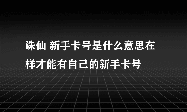 诛仙 新手卡号是什么意思在样才能有自己的新手卡号