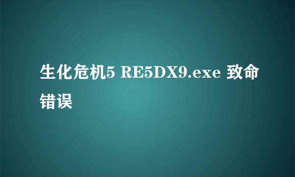 生化危机5 RE5DX9.exe 致命错误