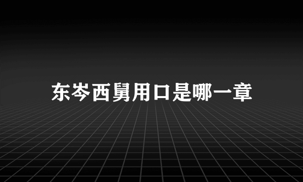 东岑西舅用口是哪一章