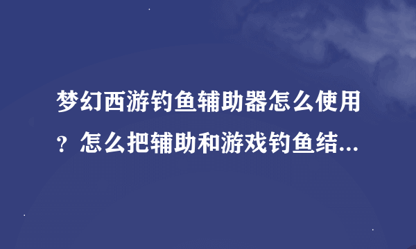 梦幻西游钓鱼辅助器怎么使用？怎么把辅助和游戏钓鱼结合在一起？
