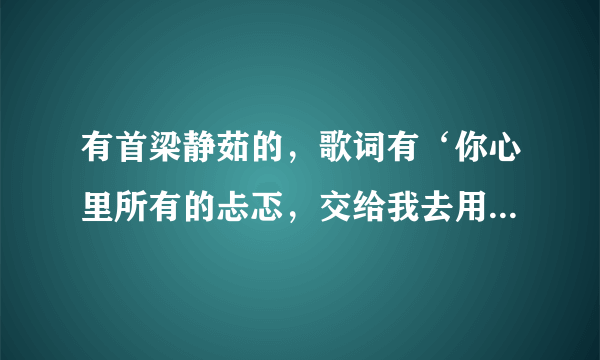 有首梁静茹的，歌词有‘你心里所有的忐忑，交给我去用力抱着，双手还有热或许能换取你的不舍’歌名是什么