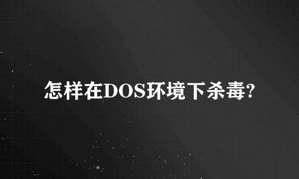 怎样在DOS环境下杀毒?