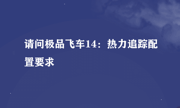 请问极品飞车14：热力追踪配置要求