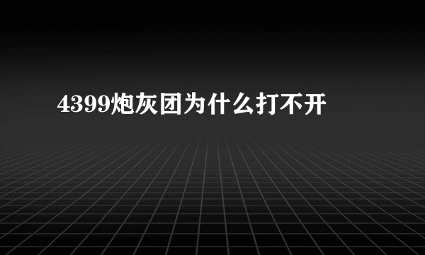 4399炮灰团为什么打不开
