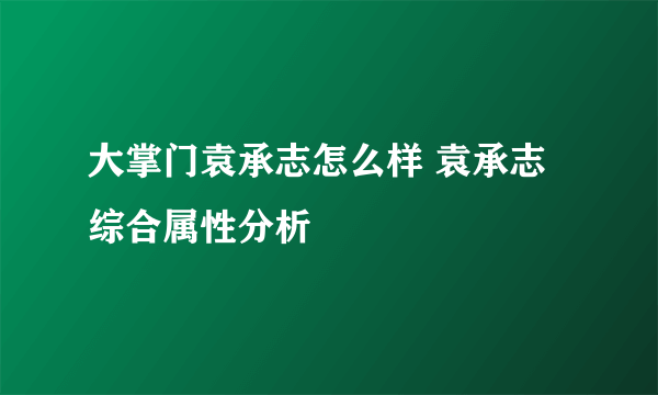 大掌门袁承志怎么样 袁承志综合属性分析