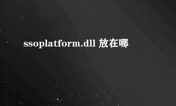 ssoplatform.dll 放在哪