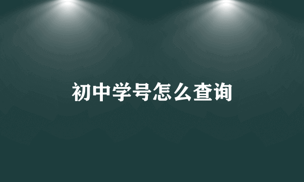 初中学号怎么查询