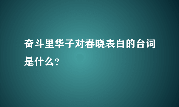 奋斗里华子对春晓表白的台词是什么？