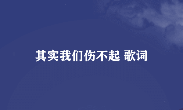 其实我们伤不起 歌词