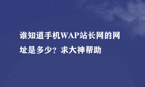 谁知道手机WAP站长网的网址是多少？求大神帮助