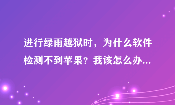 进行绿雨越狱时，为什么软件检测不到苹果？我该怎么办？不好意思我没财富了。。。