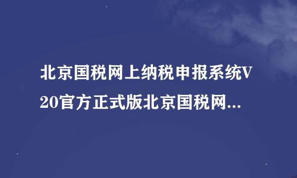 北京国税网上纳税申报系统V20官方正式版北京国税网上纳税申报系统V20官方正式版功能简介