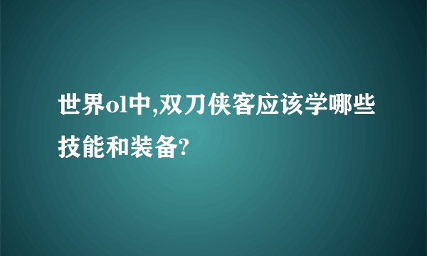 世界ol中,双刀侠客应该学哪些技能和装备?