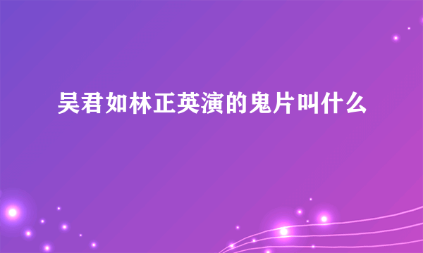 吴君如林正英演的鬼片叫什么