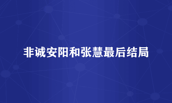 非诚安阳和张慧最后结局