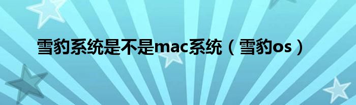 雪豹系统是不是mac系统雪豹os