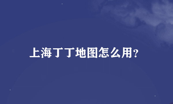 上海丁丁地图怎么用？