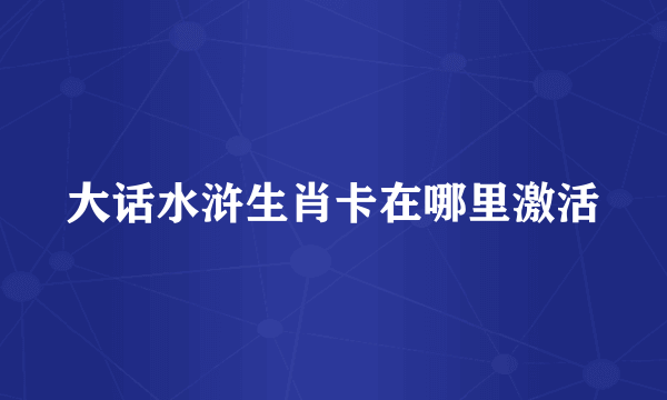 大话水浒生肖卡在哪里激活