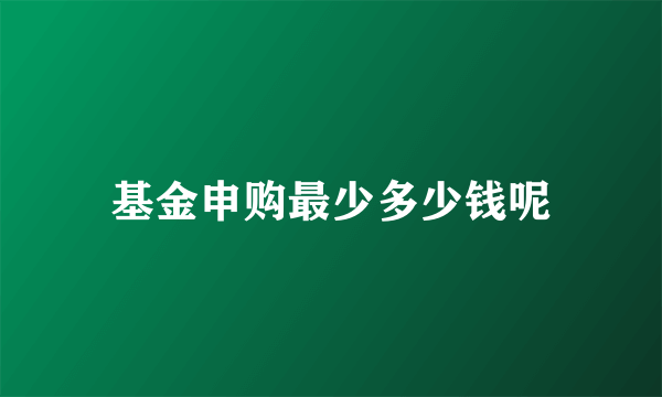 基金申购最少多少钱呢