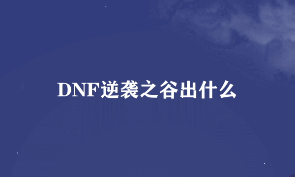 DNF逆袭之谷出什么