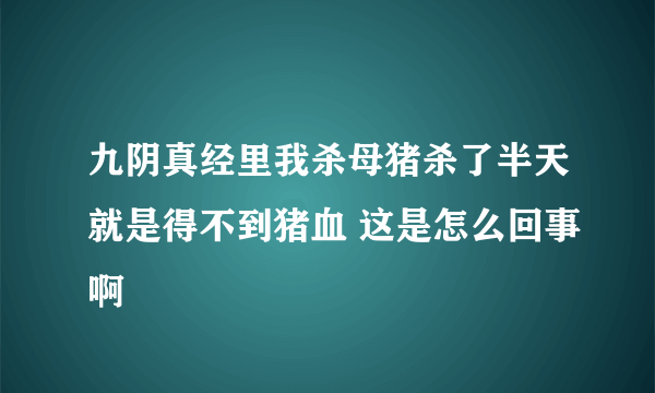 九阴真经里我杀母猪杀了半天就是得不到猪血 这是怎么回事啊