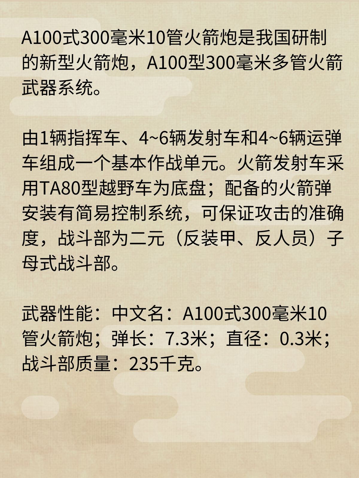 A100式300毫米10管火箭炮