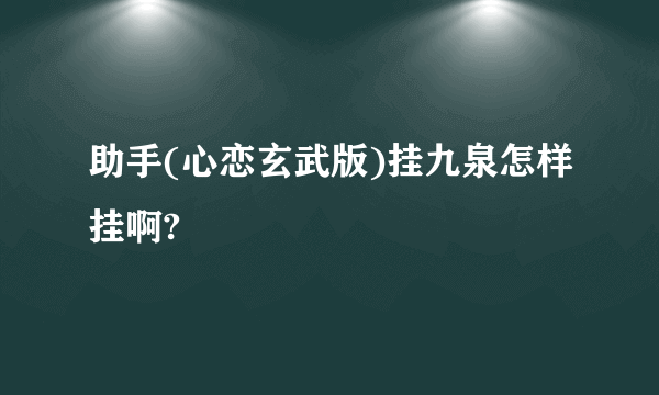 助手(心恋玄武版)挂九泉怎样挂啊?