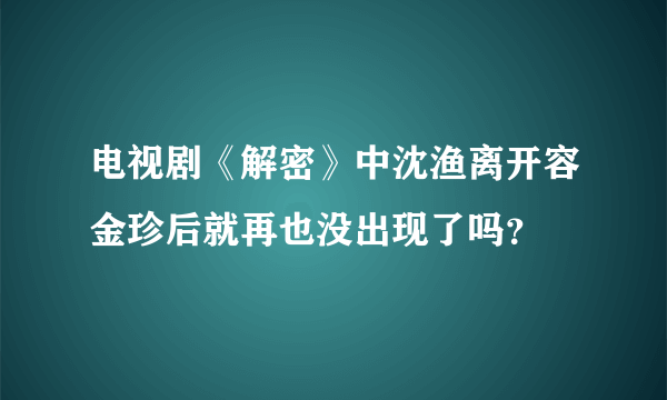 电视剧《解密》中沈渔离开容金珍后就再也没出现了吗？
