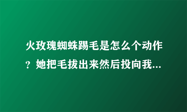 火玫瑰蜘蛛踢毛是怎么个动作？她把毛拔出来然后投向我？还是毛自己飞向我？