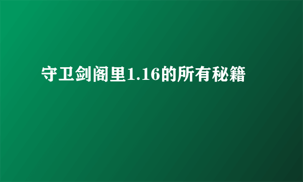 守卫剑阁里1.16的所有秘籍