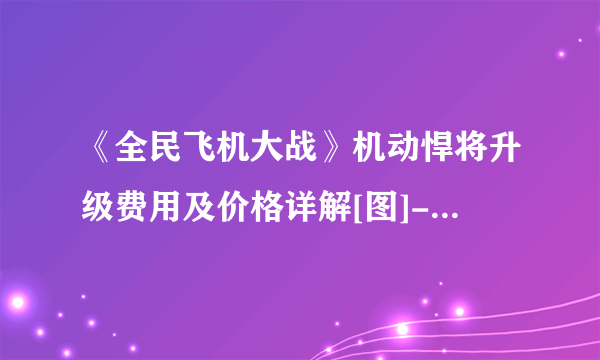 《全民飞机大战》机动悍将升级费用及价格详解[图]-手游攻略-游戏鸟手游网