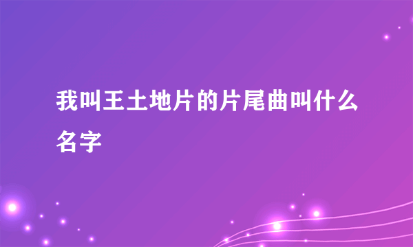 我叫王土地片的片尾曲叫什么名字