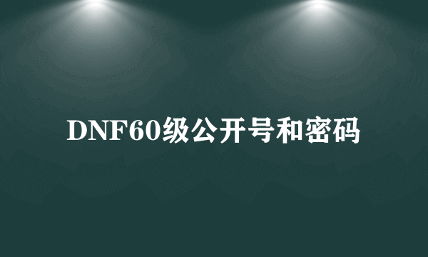DNF60级公开号和密码