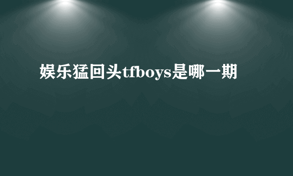 娱乐猛回头tfboys是哪一期