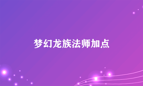 梦幻龙族法师加点