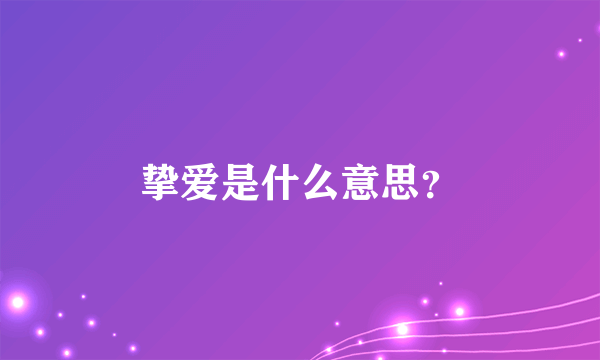 挚爱是什么意思？
