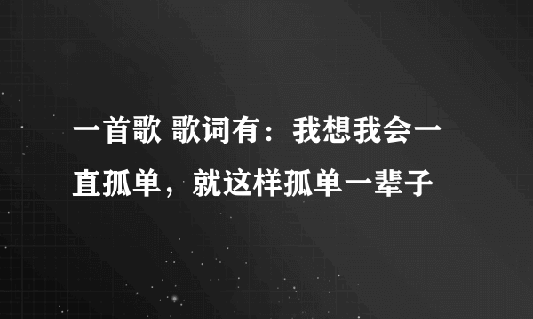 一首歌 歌词有：我想我会一直孤单，就这样孤单一辈子