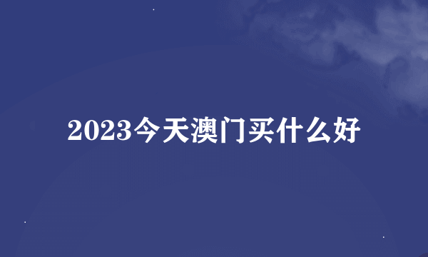 2023今天澳门买什么好