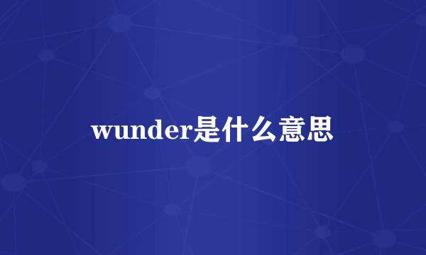 wunder是什么意思