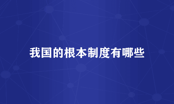 我国的根本制度有哪些