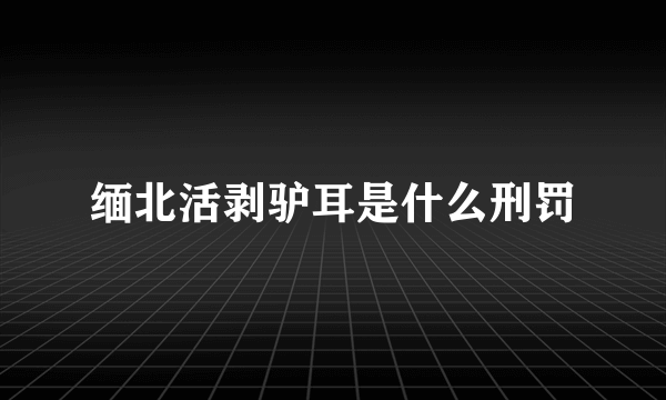 缅北活剥驴耳是什么刑罚