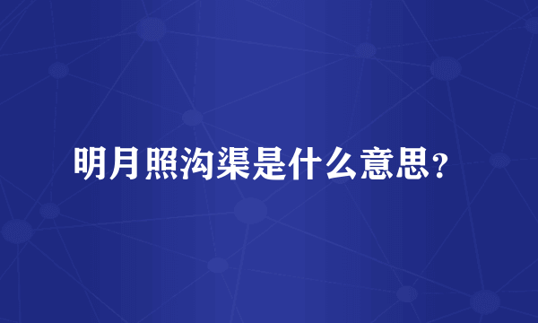 明月照沟渠是什么意思？