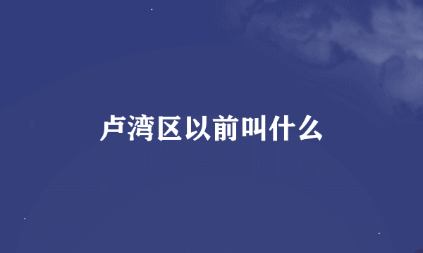 卢湾区以前叫什么